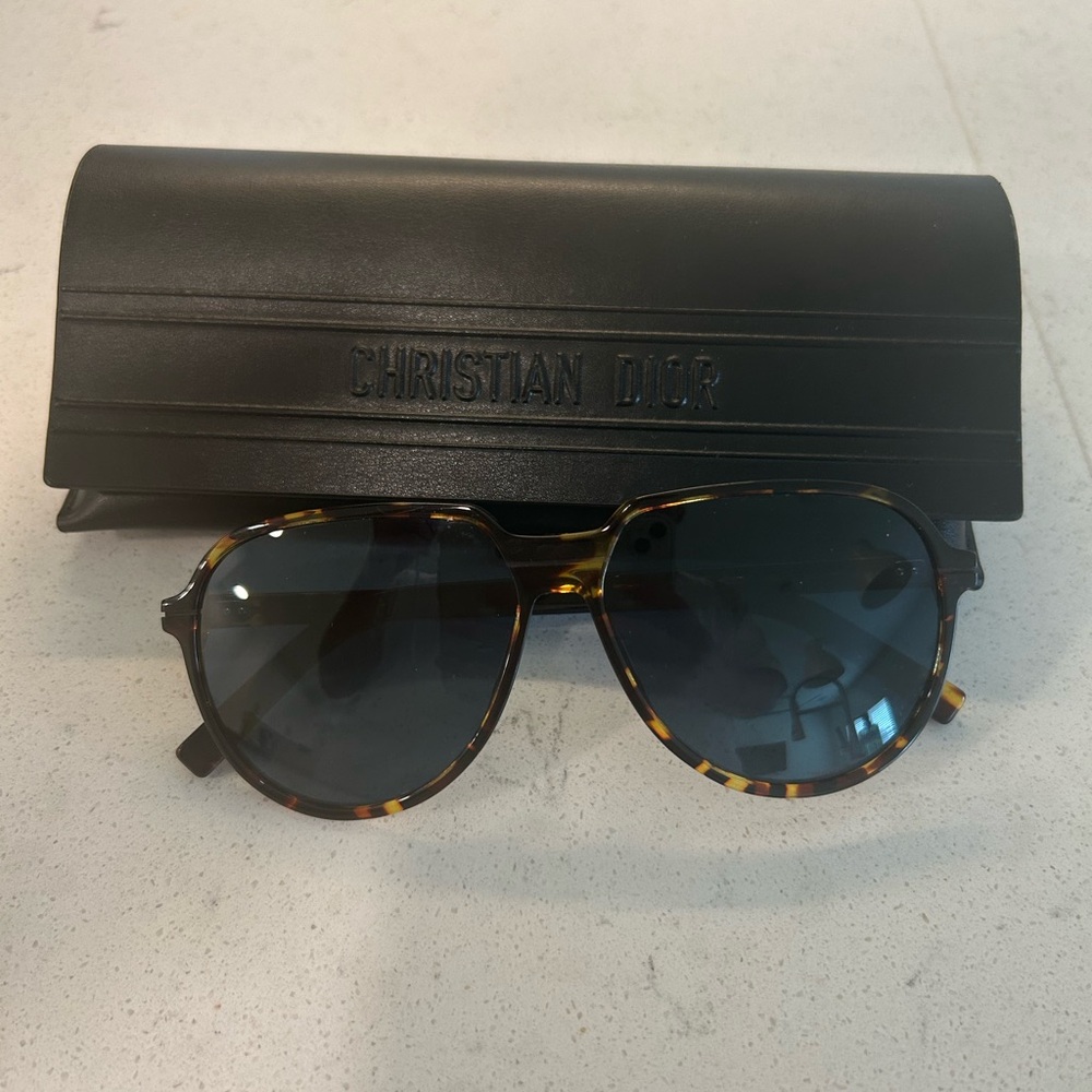 Dior Tortoise Sunglasses with Blue Lenses